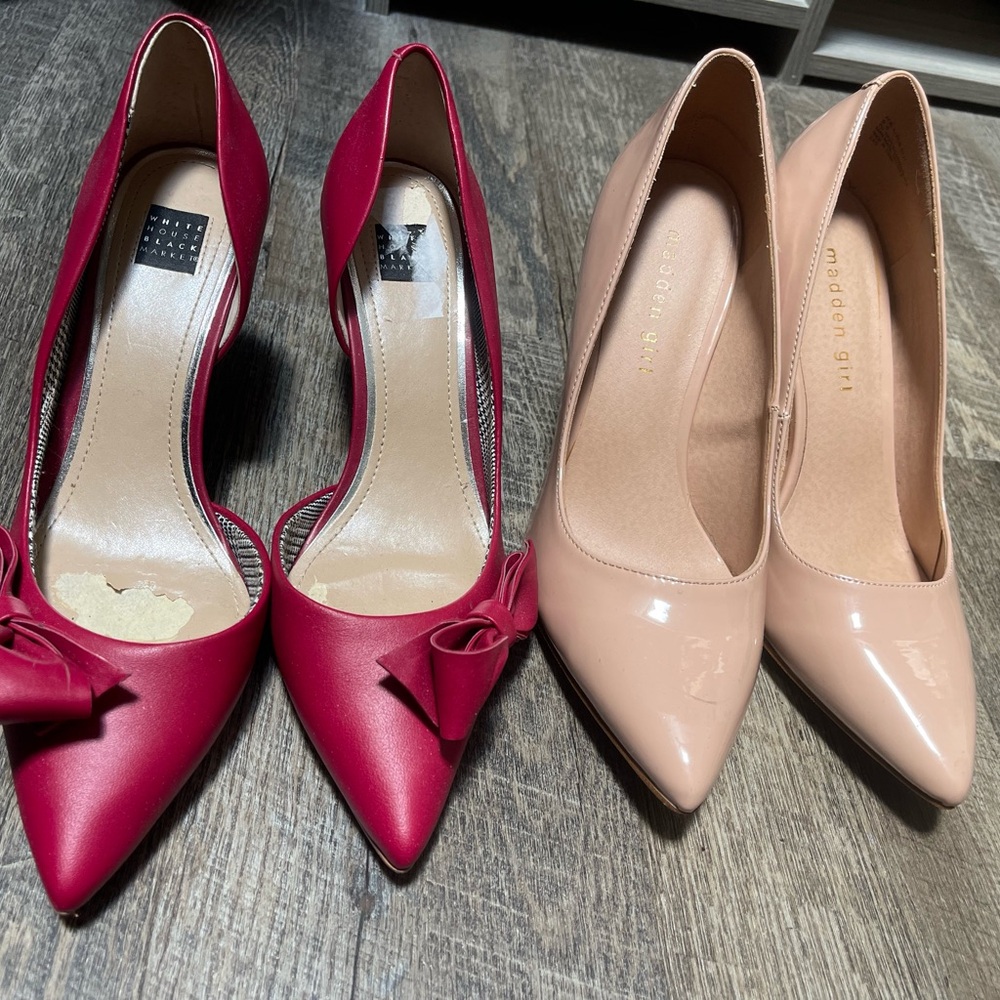 White House Black Market Pink . Only one pair of red pumps available.